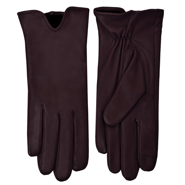 Kirsthine, Belsac glat skindhandske i fudge med touch