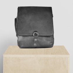 Milas, Belsac sort/gr herre crossover arbejdstaske i skind med plads til en 13,3 Mac computer