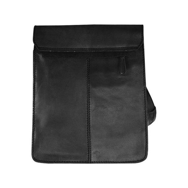 Milas, Belsac sort/gr herre crossover arbejdstaske i skind med plads til en 13,3 Mac computer