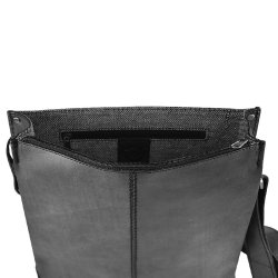 Milas, Belsac sort/gr herre crossover arbejdstaske i skind med plads til en 13,3 Mac computer