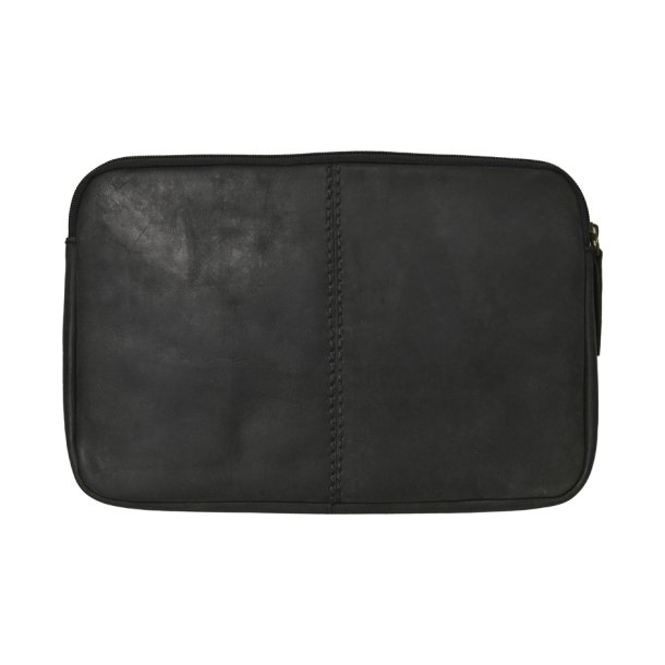 Belsac sort computer sleeve i skind. Passer til en 12" Mac computer