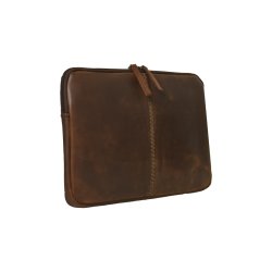 Belsac brunt computer sleeve i skind. Passer til en 12" Mac computer