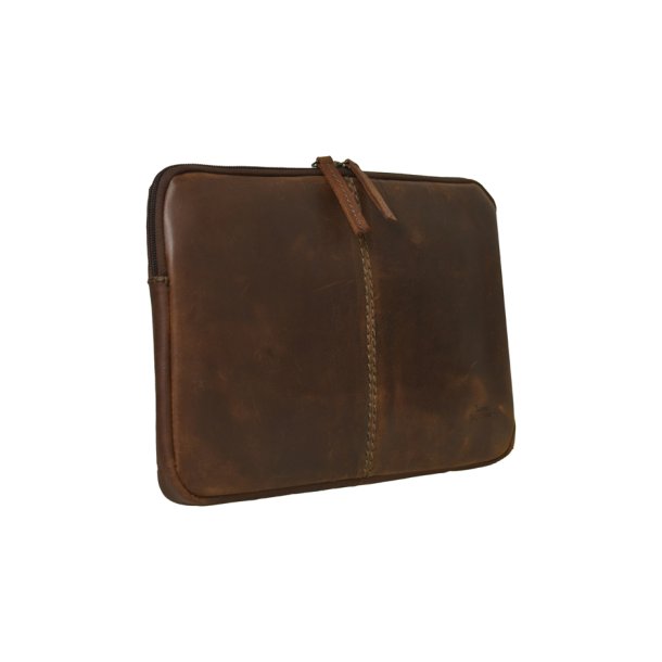 Belsac brunt computer sleeve i skind. Passer til en 12" Mac computer