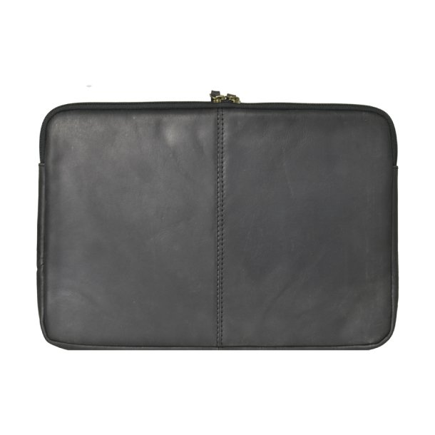 Belsac sort computer sleeve i skind. Passer til en 13,3" Mac computer