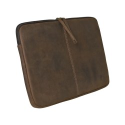 Belsac brunt computer sleeve i skind. Passer til en 13,3" Mac computer