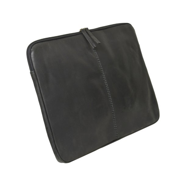 Belsac sort computer sleeve i skind. Passer til en 15" brbar computer