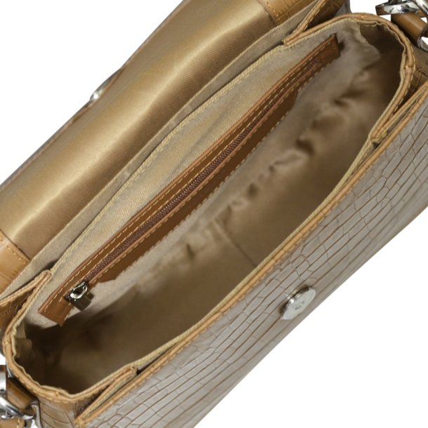 Gry, Belsac beige crossbody  med overslag og lang regulerbar rem