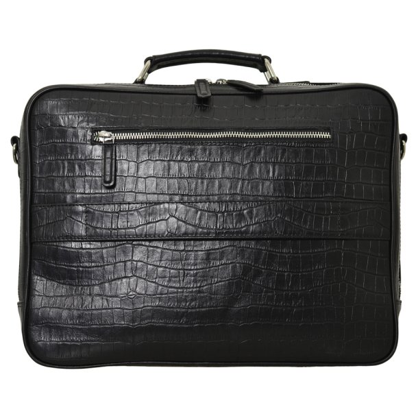 Kamia, Belsac sort arbejdstaske i krokoprget skind med flere rum 