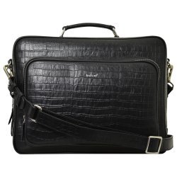 Kamia, Belsac sort arbejdstaske i krokoprget skind med flere rum 