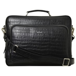 Kamia, Belsac sort arbejdstaske i krokopr�get skind med flere rum 