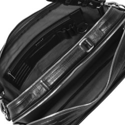 Kamia, Belsac sort arbejdstaske i krokoprget skind med flere rum 