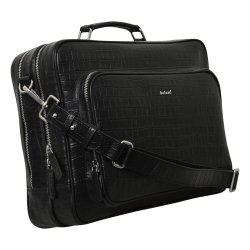 Kamia, Belsac sort arbejdstaske i krokoprget skind med flere rum 