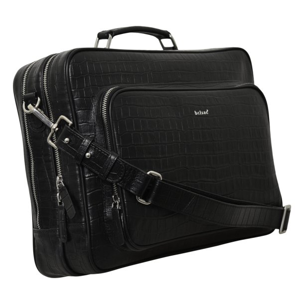 Kamia, Belsac sort arbejdstaske i krokoprget skind med flere rum 