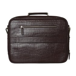 Kamia, Belsac m�rkebrun arbejdstaske i krokopr�get skind med flere rum 