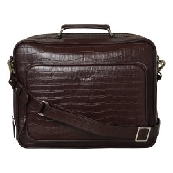 Kamia, Belsac m�rkebrun arbejdstaske i krokopr�get skind med flere rum 