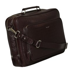 Kamia, Belsac m�rkebrun arbejdstaske i krokopr�get skind med flere rum 