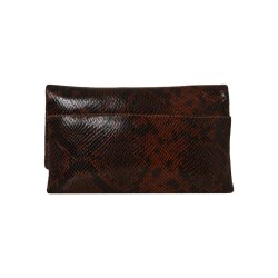 Joann, Belsac cognac clutch i skind med overslag og lang regulerbar rem