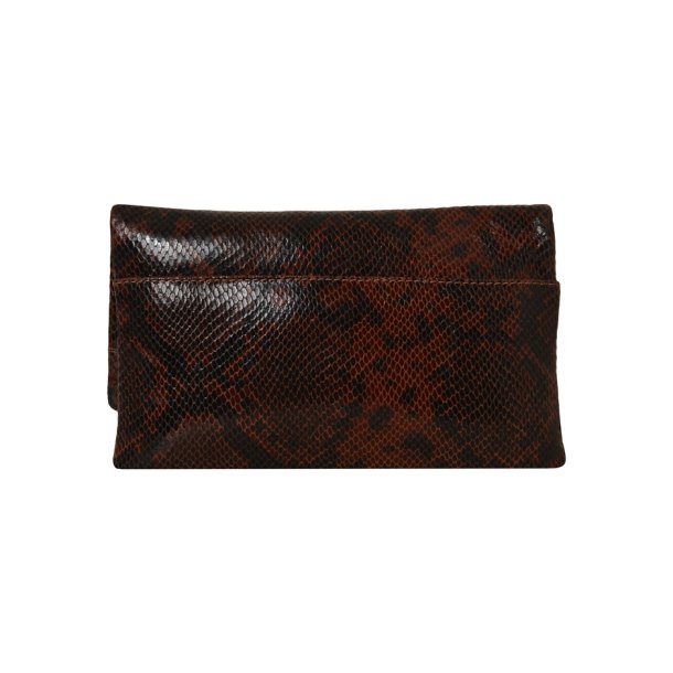 Joann, Belsac cognac clutch i skind med overslag og lang regulerbar rem