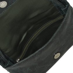 Joann, Belsac grn clutch i skind med overslag og lang regulerbar rem