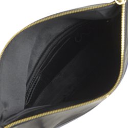 Nivi, Belsac sort/blå crossbody i skind/sælskind med kraftigt overslag