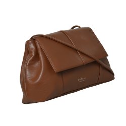 Osiris, Belsac cognac crossbody/clutch i bldt skind med aftagelig rem