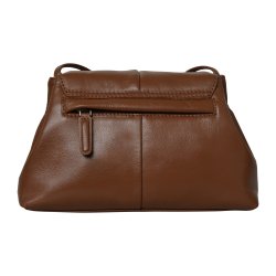 Osiris, Belsac cognac crossbody/clutch i bldt skind med aftagelig rem