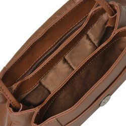 Osiris, Belsac cognac crossbody/clutch i bldt skind med aftagelig rem