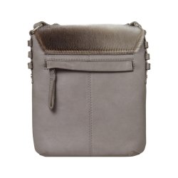 Ivalu, Belsac grå crossbody i skind med kraftigt overslag i sælskind