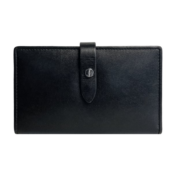 Belsac tofljet sort pung i glat skind med plads til kontanter og kreditkort