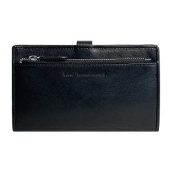 Belsac tofljet sort pung i glat skind med plads til kontanter og kreditkort