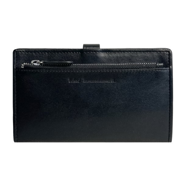 Belsac tofljet sort pung i glat skind med plads til kontanter og kreditkort