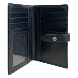 Belsac tofljet sort pung i glat skind med plads til kontanter og kreditkort