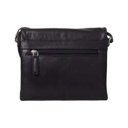 Abier, Belsac sort/gr crossbody i skind/slskind med kraftigt overslag og flere rum