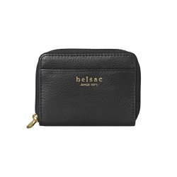 Belsac m�ntpung i sort mat skind med lynl�s og lomme til kort