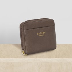 Belsac m�ntpung i taupe mat skind med lynl�s og lomme til kort