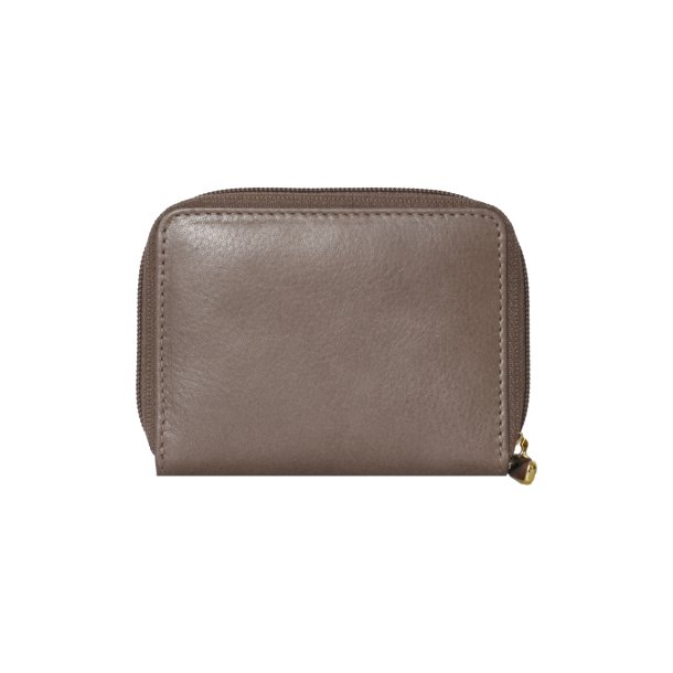 Belsac m�ntpung i taupe mat skind med lynl�s og lomme til kort