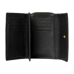 Belsac sort pung i mat skind med to rum, lynl�s og overslag til m�nter, sedler og kort