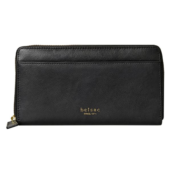 Belsac stor pung i sort mat skind med lynl�srum til kort og kontanter samt et udvendigt rum