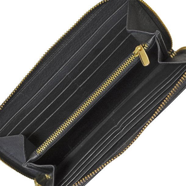 Belsac stor pung i sort mat skind med lynl�srum til kort og kontanter samt et udvendigt rum