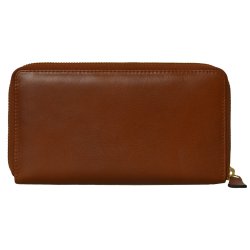 Belsac stor pung i cognac mat skind med lynl�srum til kort og kontanter samt et udvendigt rum