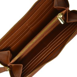 Belsac stor pung i cognac mat skind med lynl�srum til kort og kontanter samt et udvendigt rum