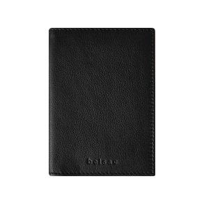 Belsac sort pascover i skind med plads til kort og lynl�srum til m�nter og sedler