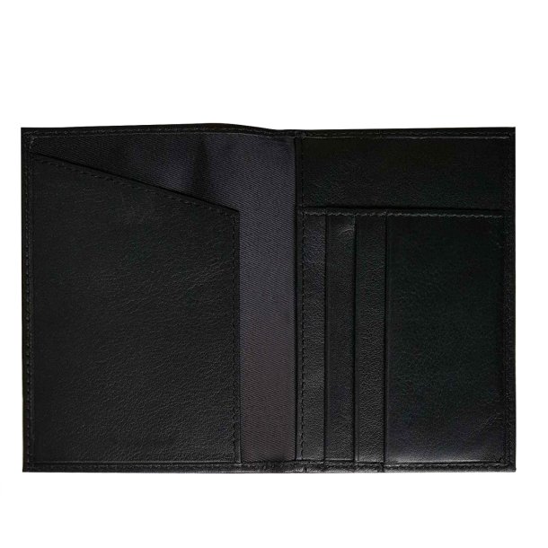 Belsac sort pascover i skind med plads til kort og lynlsrum til mnter og sedler