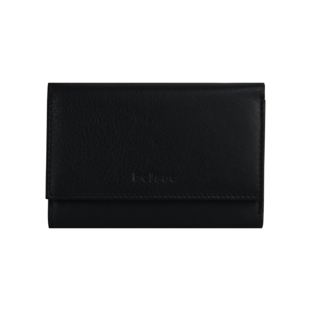 Belsac sort pung i skind til kort og sedler med trykknaplukning