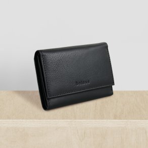 Belsac sort pung i skind til kort og sedler med trykknaplukning