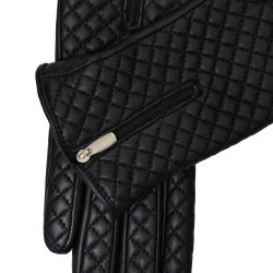 Belsac, sort skindhandske i quilt med lynls