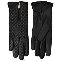 Belsac, sort skindhandske i quilt med lynls