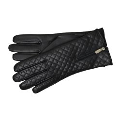 Belsac, sort skindhandske i quilt med lynls