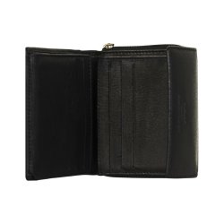 Belsac sort pung i skind med plads til mnter og kort