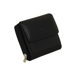 Belsac sort pung i skind med plads til mnter og kort